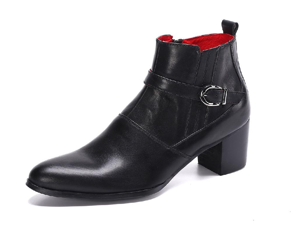 santimon Men's Leather Monk Strap Western Boots