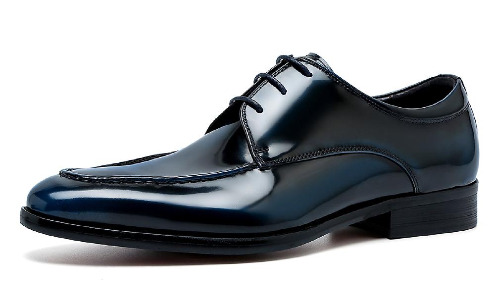 santimon Men's Leather Patent Derby Formal Shoes