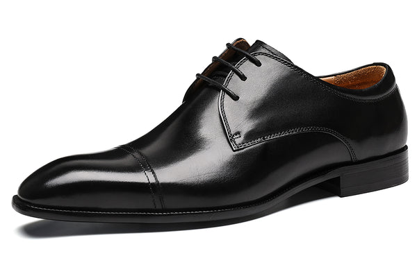 Santimon Men's Leather Plain Toe Derby
