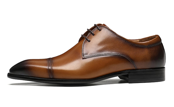 Santimon Men's Leather Plain Toe Derby