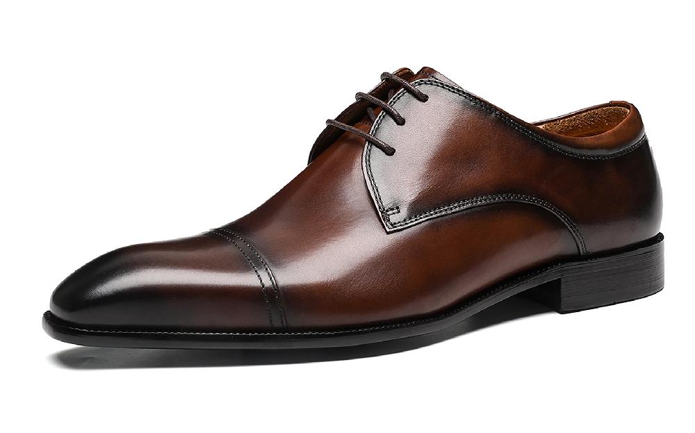 santimon Men's Leather Plain Toe Derby