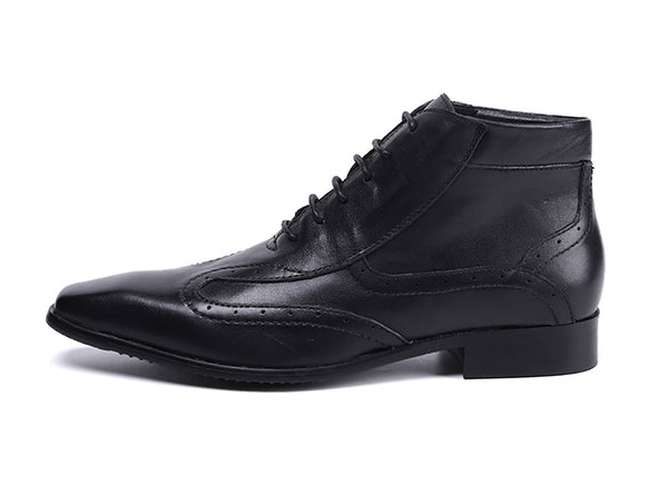 Santimon Men's Leather Plain Toe Dress Boots