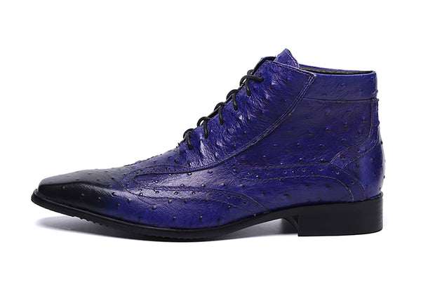 Santimon Men's Leather Plain Toe Dress Boots