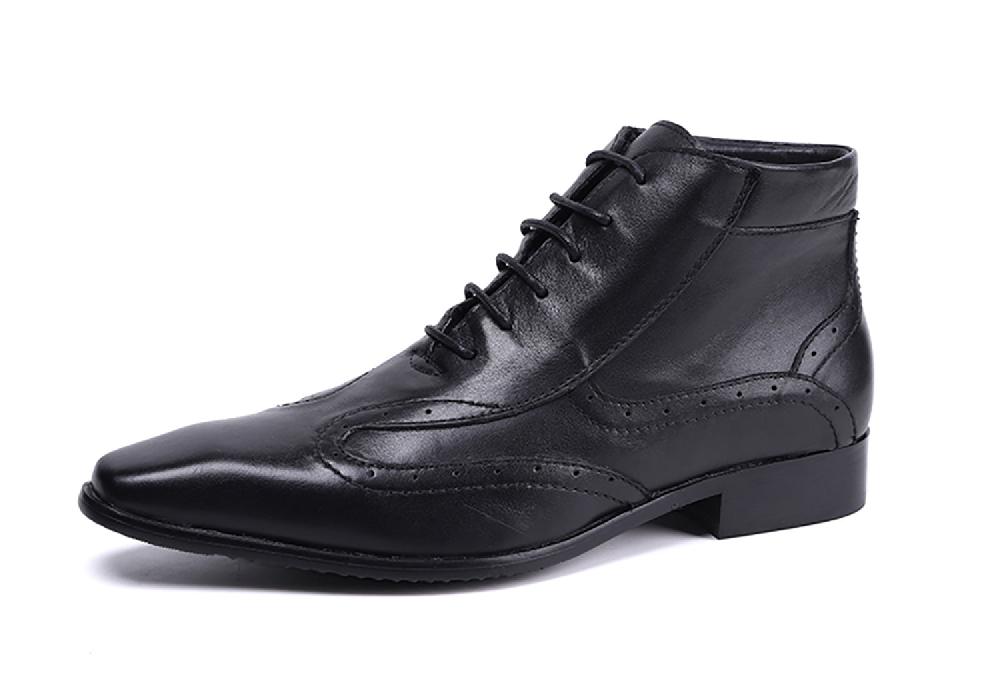 santimon Men's Leather Plain Toe Dress Boots