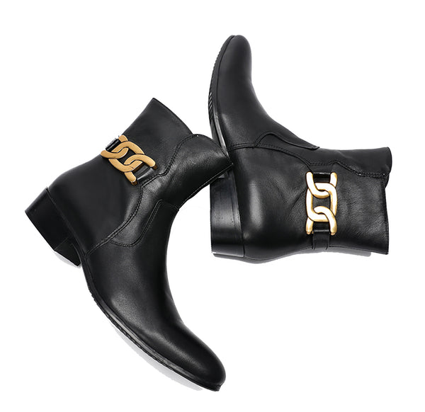 Santimon Men's Leather Plain Toe Western Boots