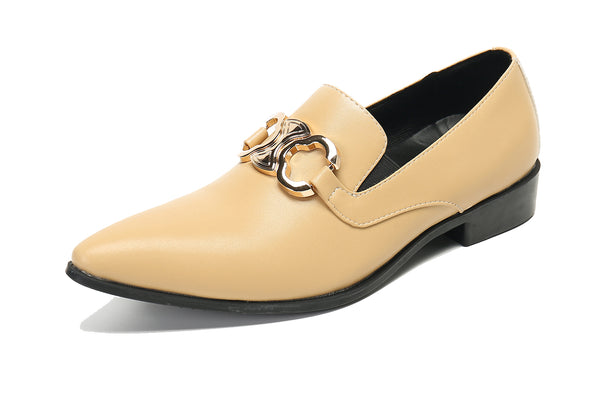 Santimon Men's Leather Pointed Toe Smoking Loafers