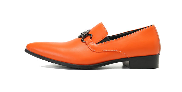 Santimon Men's Leather Pointed Toe Smoking Loafers