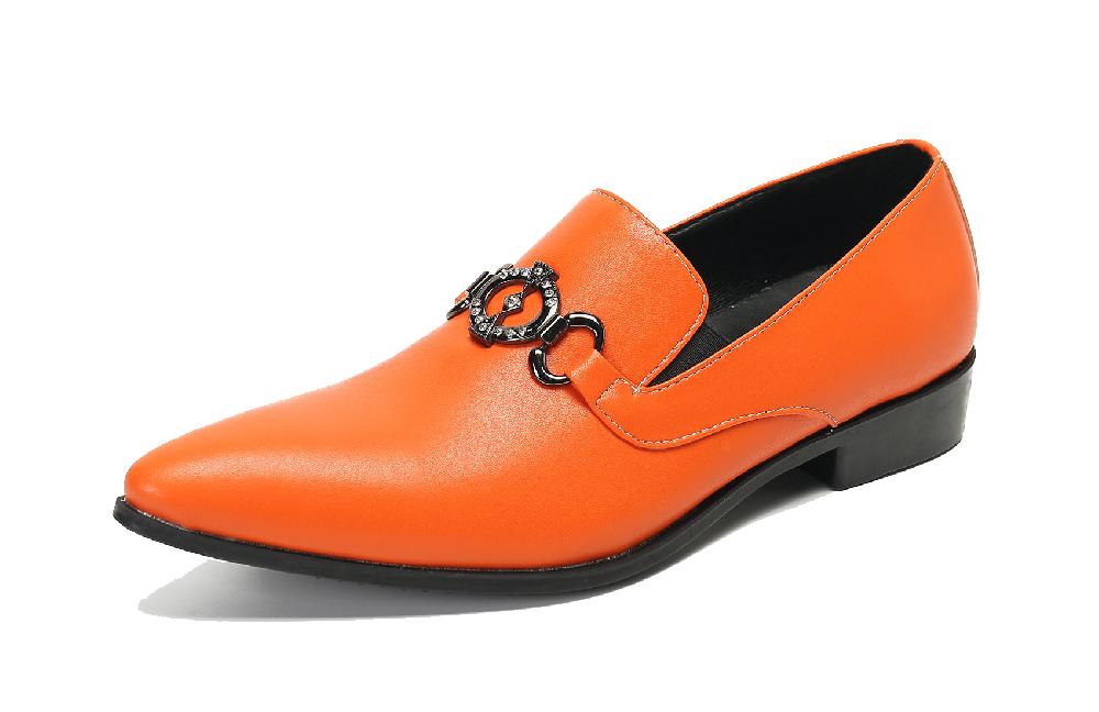 santimon Men's Leather Pointed Toe Smoking Loafers