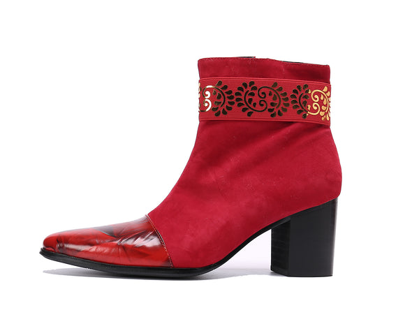 Santimon Men's Leather Pointed Toe Western Boots