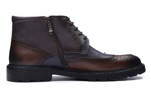 Santimon Men's Leather Retro Dress Boots