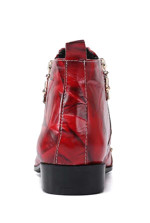 Santimon Men's Leather Western Boots Zipper