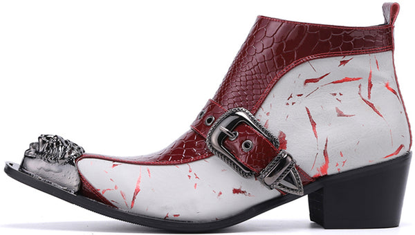 Santimon Men's Lion Metal Tip Western Boots