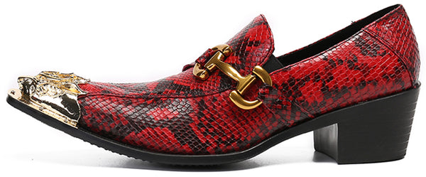 Santimon Men's Lion Metal Tip Western Loafers