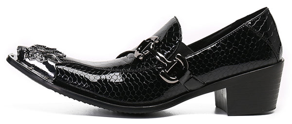 Santimon Men's Lion Metal Tip Western Loafers