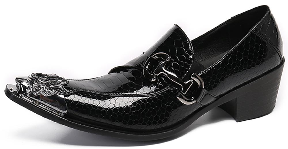 santimon Men's Lion Metal Tip Western Loafers