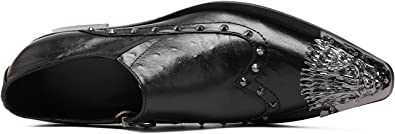 Santimon Men's Lion Toe Wingtip Western Loafers