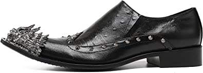Santimon Men's Lion Toe Wingtip Western Loafers