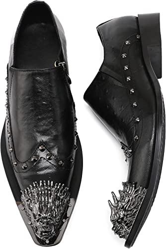 Santimon Men's Lion Toe Wingtip Western Loafers