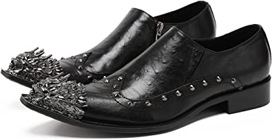 santimon Men's Lion Toe Wingtip Western Loafers