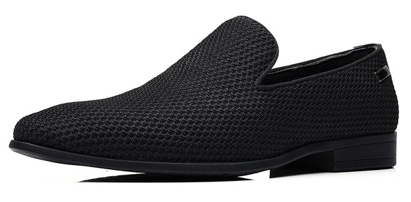 Santimon Men's Mesh Smoking Loafers Black