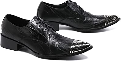 Santimon Men's Metal Pointed Toe Western Derby