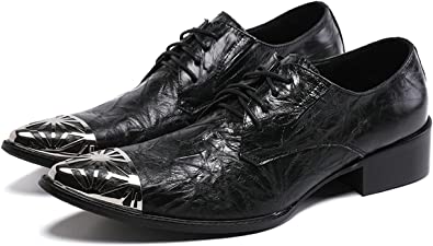 santimon Men's Metal Pointed Toe Western Derby