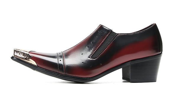 Santimon Men's Metal Pointed Toe Western Loafers