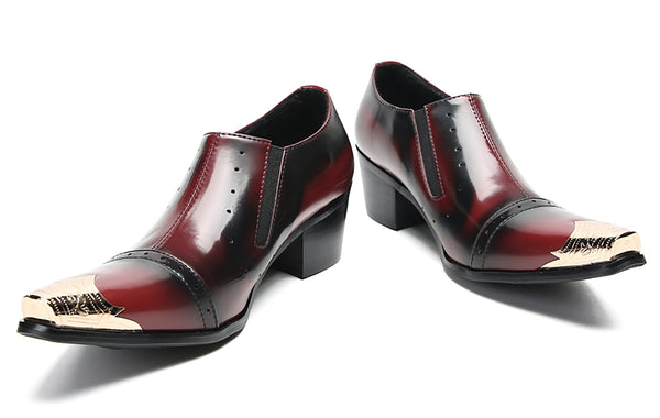 Santimon Men's Metal Pointed Toe Western Loafers