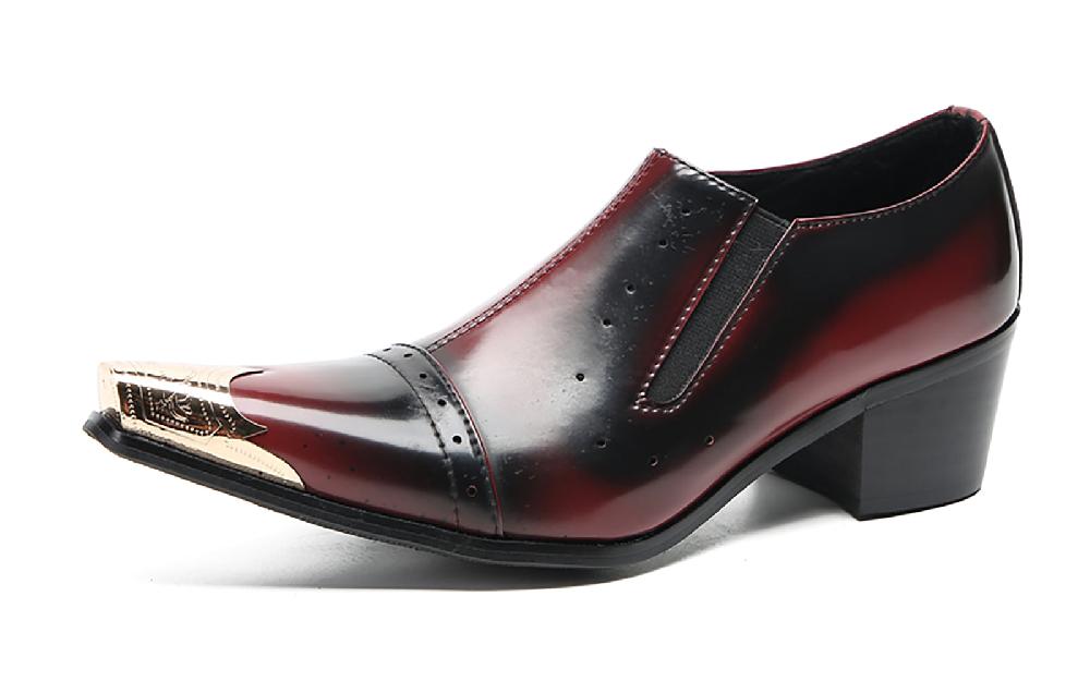 santimon Men's Metal Pointed Toe Western Loafers