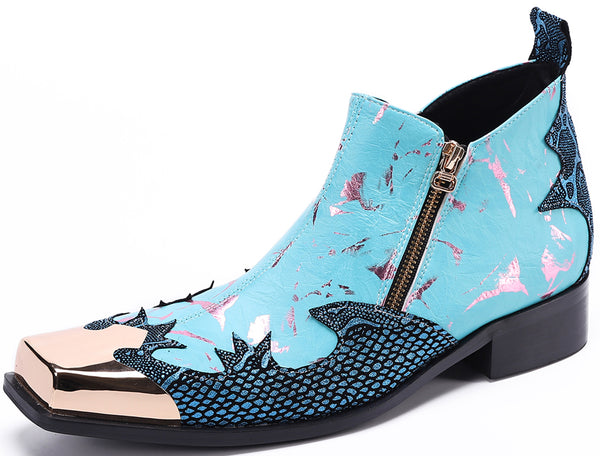 Santimon Men's Metal Square Toe Western Boots