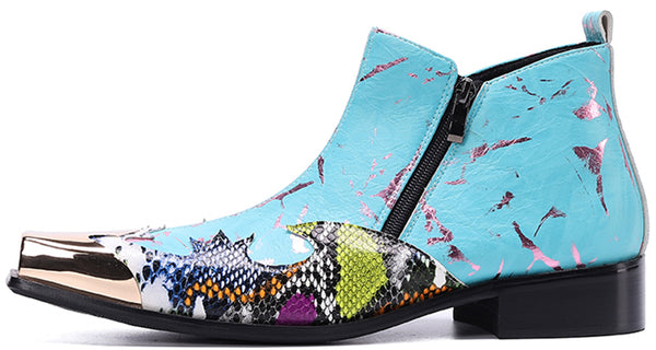 Santimon Men's Metal Square Toe Western Boots