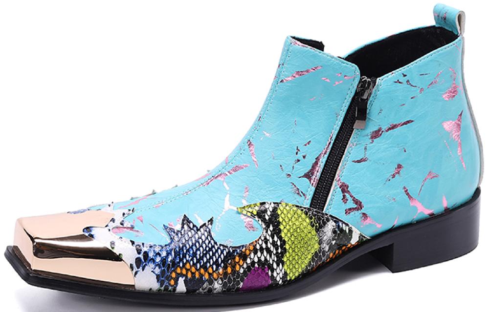 santimon Men's Metal Square Toe Western Boots