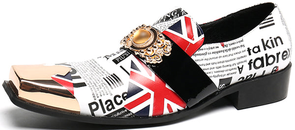 Santimon Men's Metal Square-Toe Western Loafers