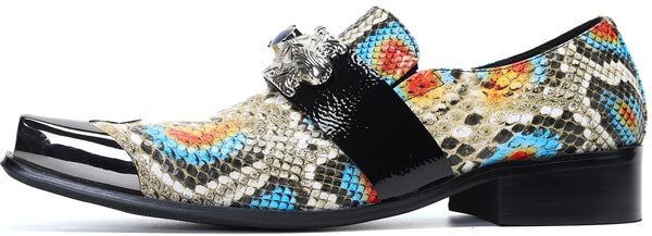 Santimon Men's Metal Square-Toe Western Loafers