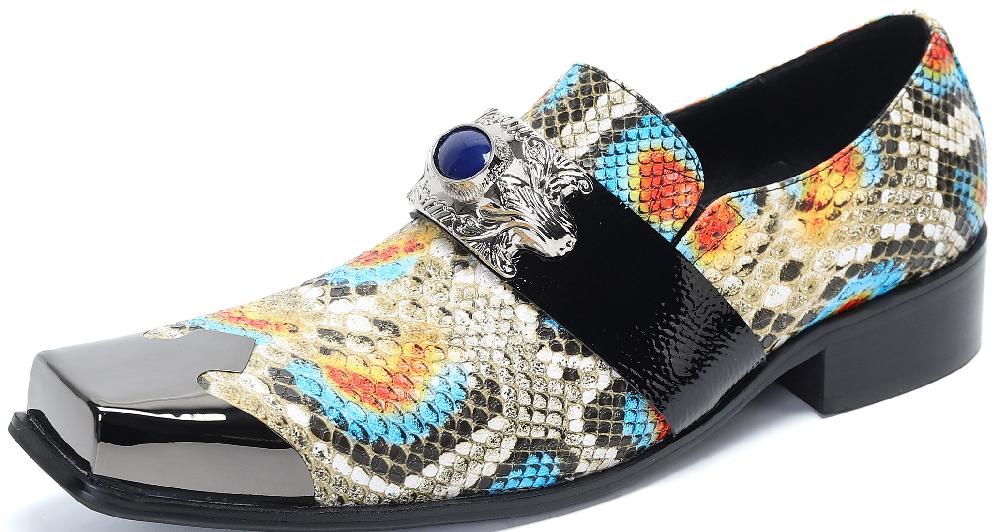 santimon Men's Metal Square-Toe Western Loafers