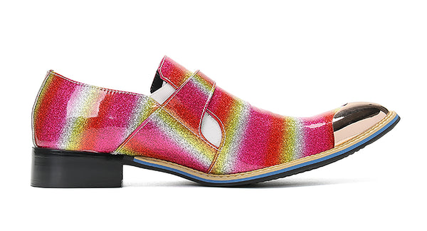 Santimon Men's Metal Tip Buckle Western Loafer