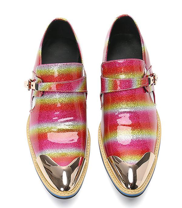 Santimon Men's Metal Tip Buckle Western Loafer