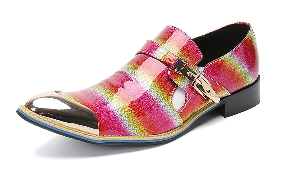 santimon Men's Metal Tip Buckle Western Loafer