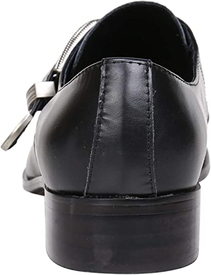 Santimon Men's Metal Tip Buckle Western Loafers