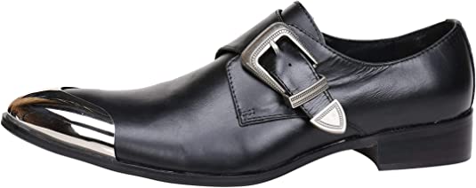 Santimon Men's Metal Tip Buckle Western Loafers