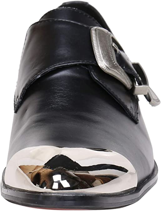 Santimon Men's Metal Tip Buckle Western Loafers