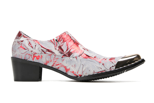 Santimon Men's Metal-Tip Buttons Western Loafers