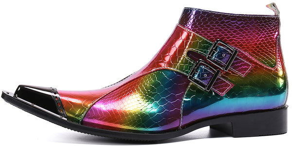 Santimon Men's Metal Tip Colorful Western Boots