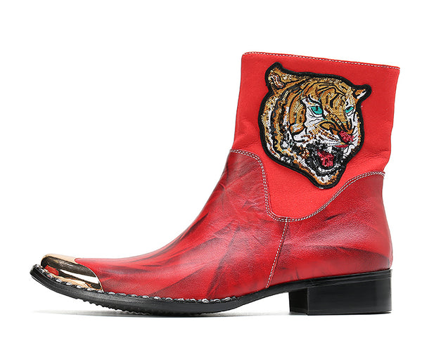 Santimon Men's Metal Tip High-Top Western Boots