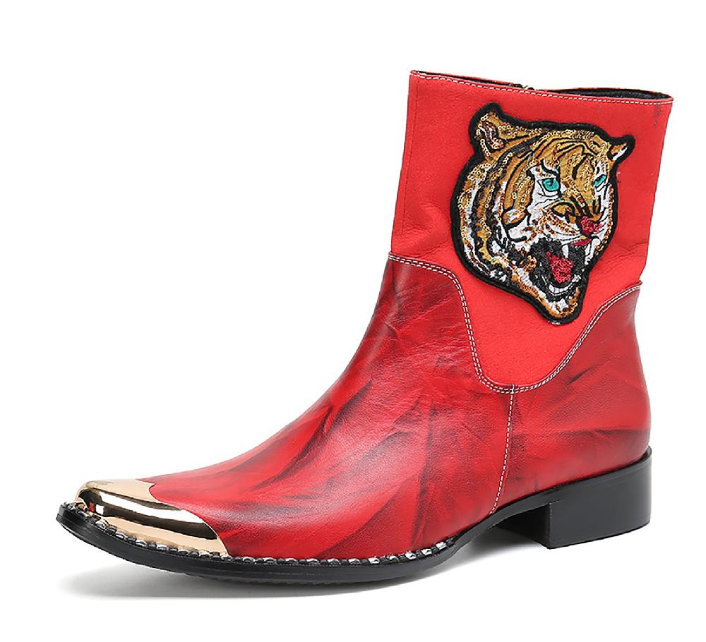 santimon Men's Metal Tip High-Top Western Boots