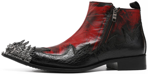 Santimon Men's Metal Tip Lion Cool Western Boots