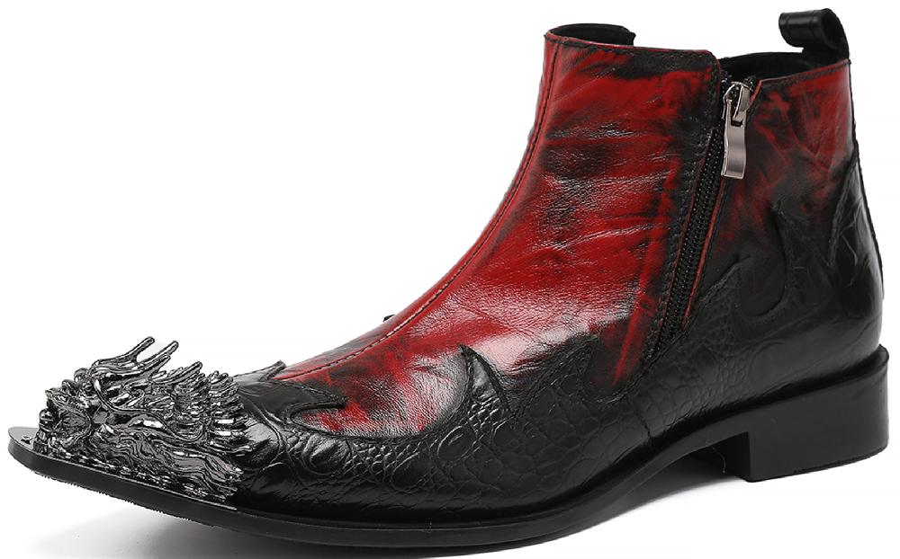 santimon Men's Metal Tip Lion Cool Western Boots