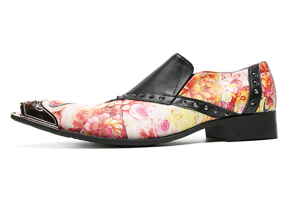 Santimon Men's Metal-Tip Rivets Western Loafers