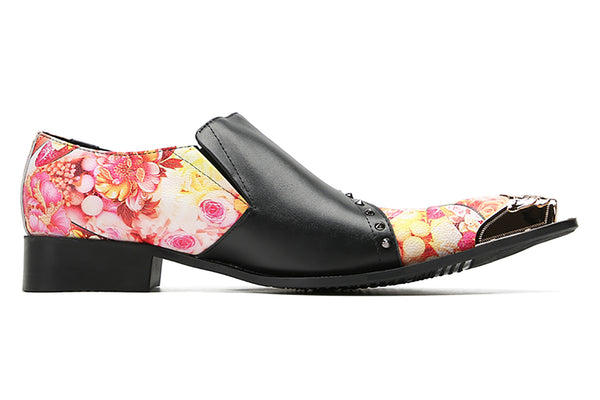 Santimon Men's Metal-Tip Rivets Western Loafers