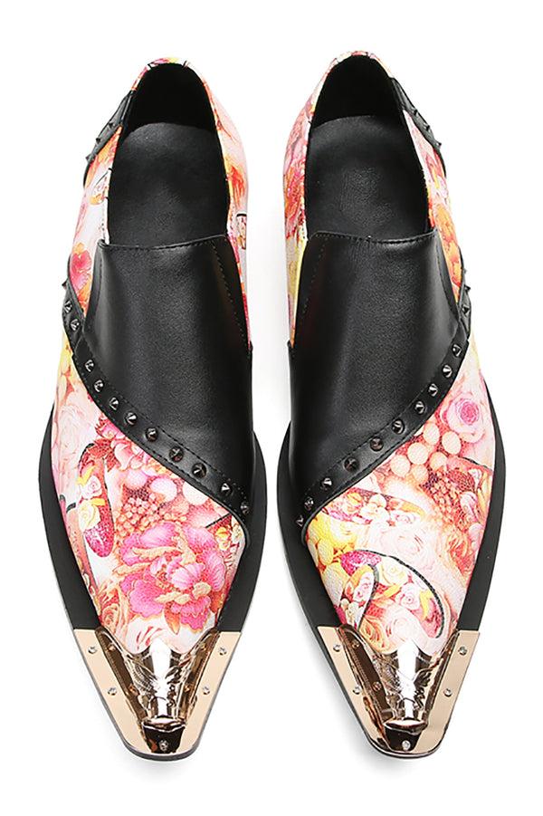 Santimon Men's Metal-Tip Rivets Western Loafers